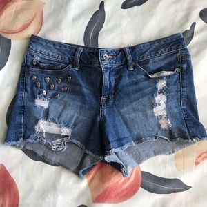 Punk Skull Denim Shorts